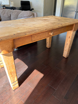 Farmhouse Pine Table With Drawer  3ft x 5ft