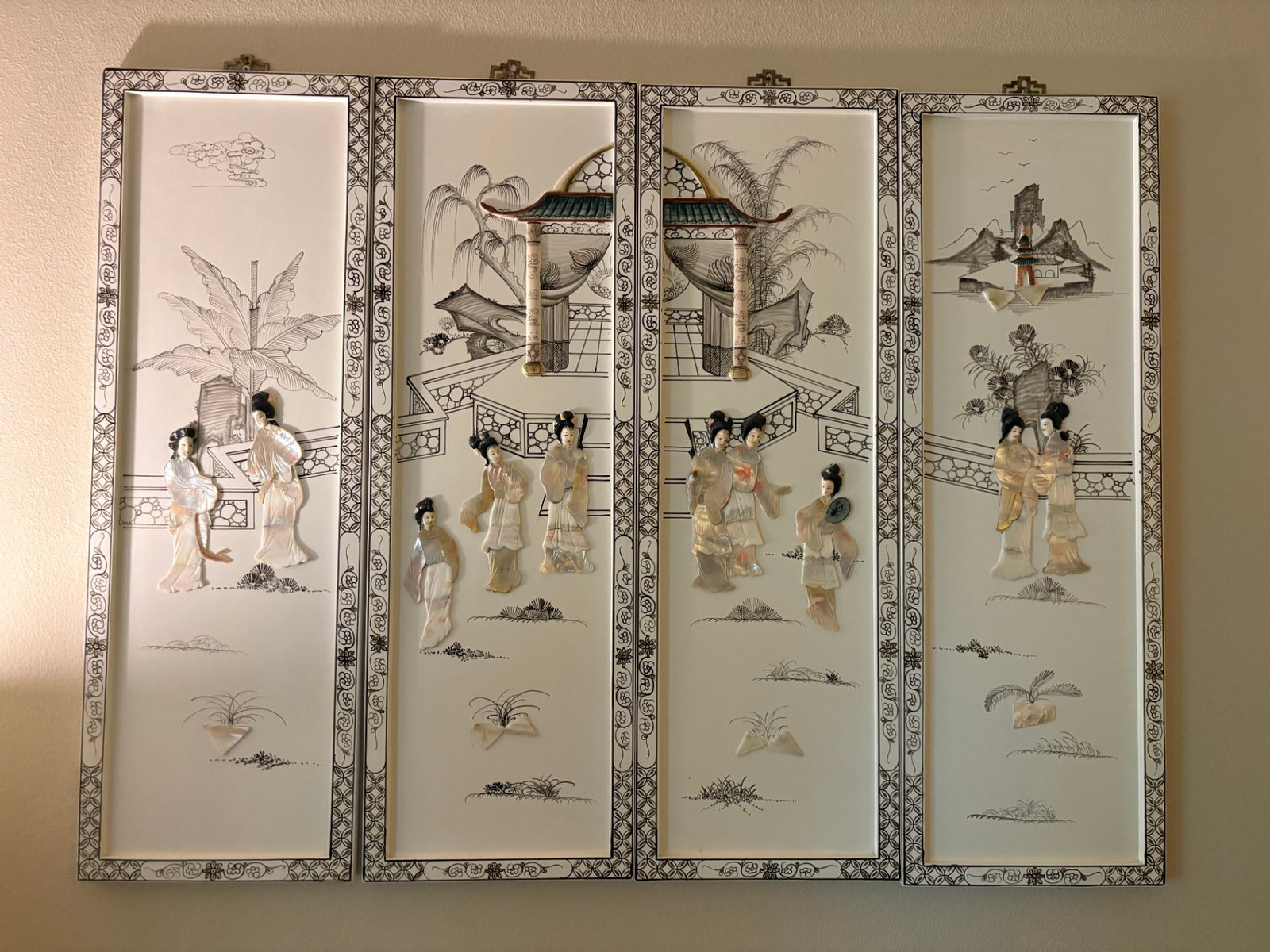 Mid-Century Japanese Export Decorative Wall Panels