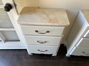 2 Marble Top 3 Drawer Nightstands (pair) 22" x 33" x 12"