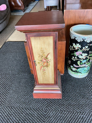Wooden Pedestal Handpainted Floral With Storage Cabinet 34 x 13
