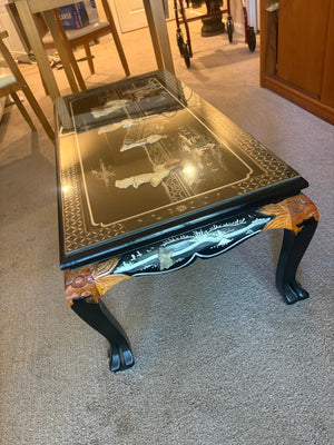 Chinese Black Lacquered Mother Of Pearl Coffee Table 42x20x16