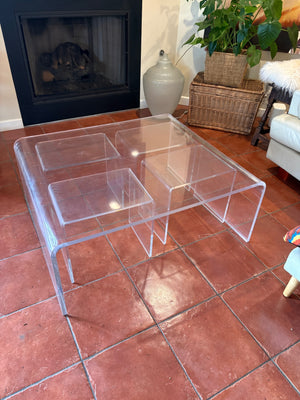 Lucite Coffee Table + 4 Side Tables 40x36 & 17x12