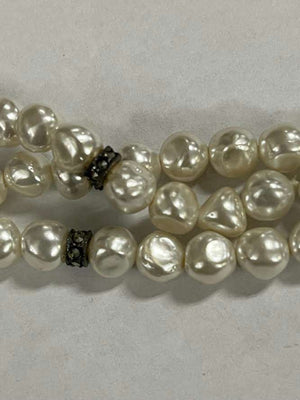 Freshwater Baroque Pearl & Marcasite Bead Accent Sterling Silver Clasp Bracelet