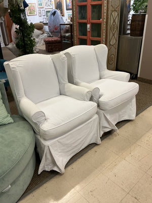 2  Wing Back Slip Cover Chairs (pair)