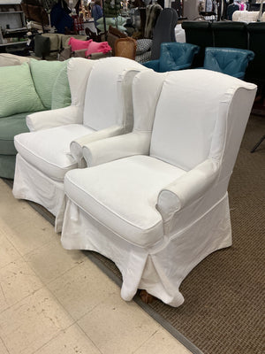 2  Wing Back Slip Cover Chairs (pair)