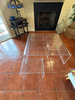 Lucite Coffee Table + 4 Side Tables 40x36 & 17x12