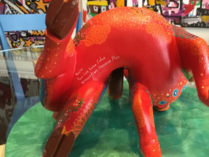 Hand Painted Alebrije Wooden Ram Carving from Oaxaca Mex
