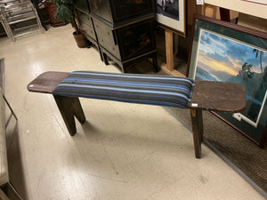 Antique Primitive Reclaimed Wood Blue Upholstered Bench 65x12x22