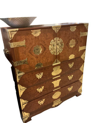 Burlwood Asian Butterfly Chest 62"Wx21"x33H