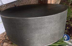Restoration Hardware Gray Round Shagreen Side or Coffee Table 36x12.5
