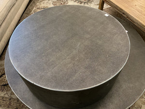 Restoration Hardware Gray Round Shagreen Side or Coffee Table 36x12.5