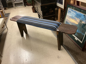 Antique Primitive Reclaimed Wood Blue Upholstered Bench 65x12x22