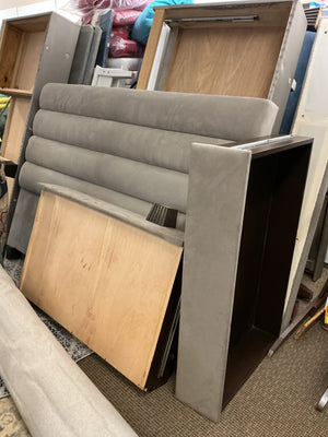Custom Robert Allen Storage Grey Upholstered Bed (please measure)