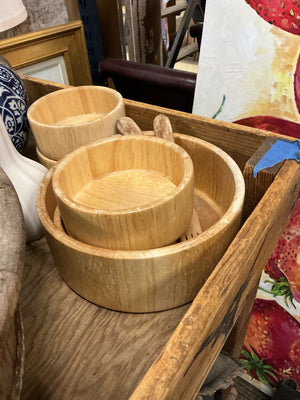Solid Bamboo Salad Bowl & 4 Bowls