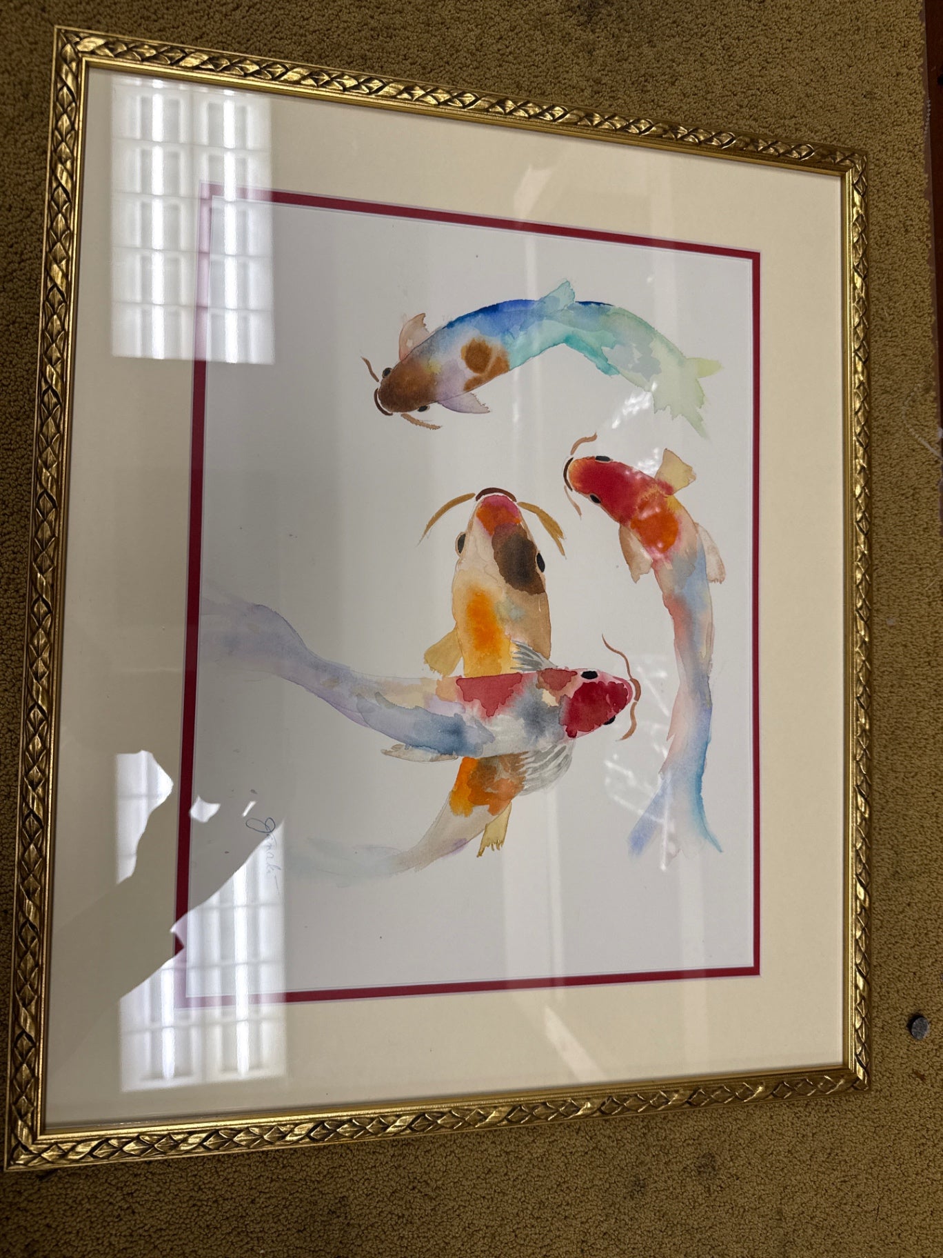 Untitled watercolor of Koi 18 x 21