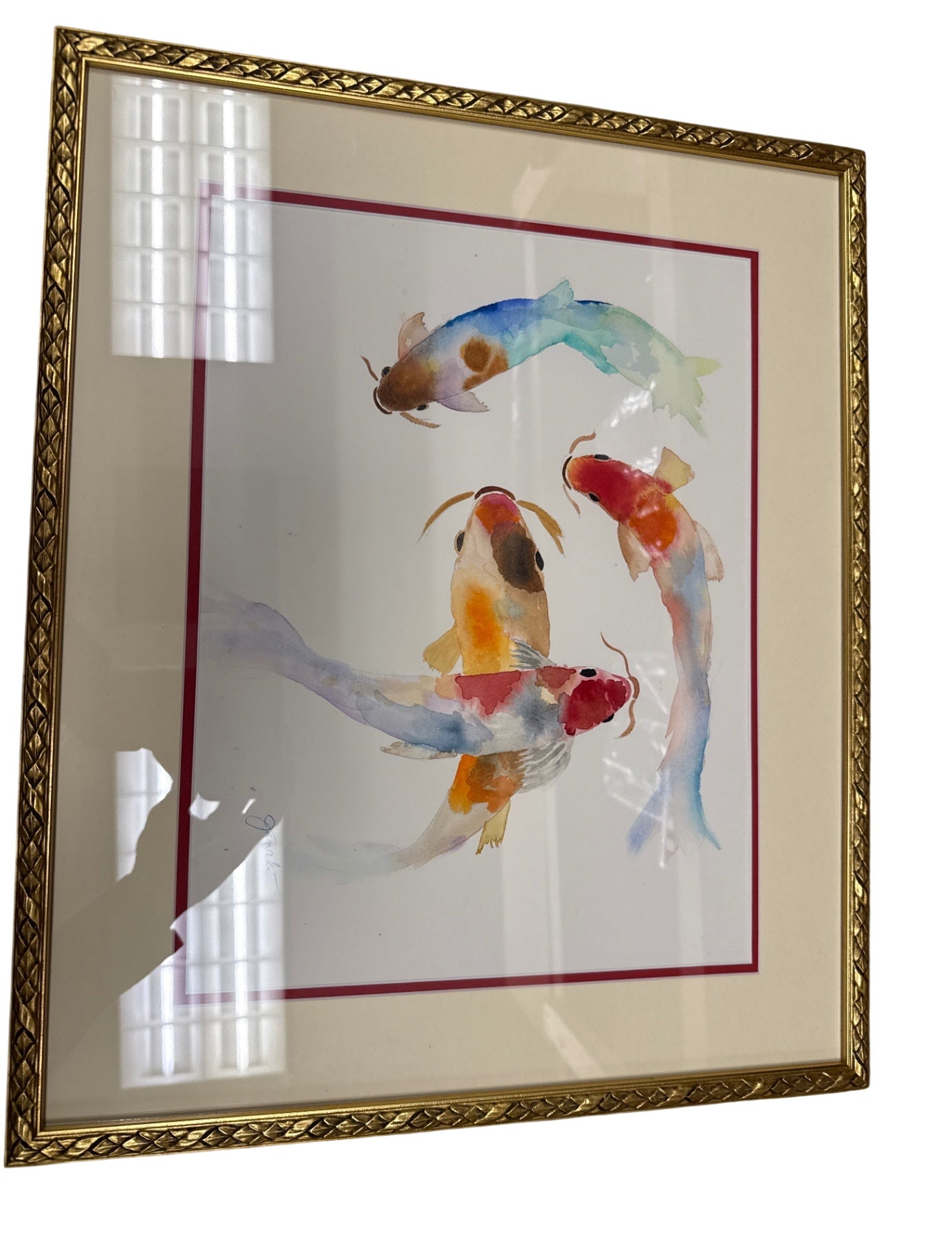 Untitled watercolor of Koi 18 x 21