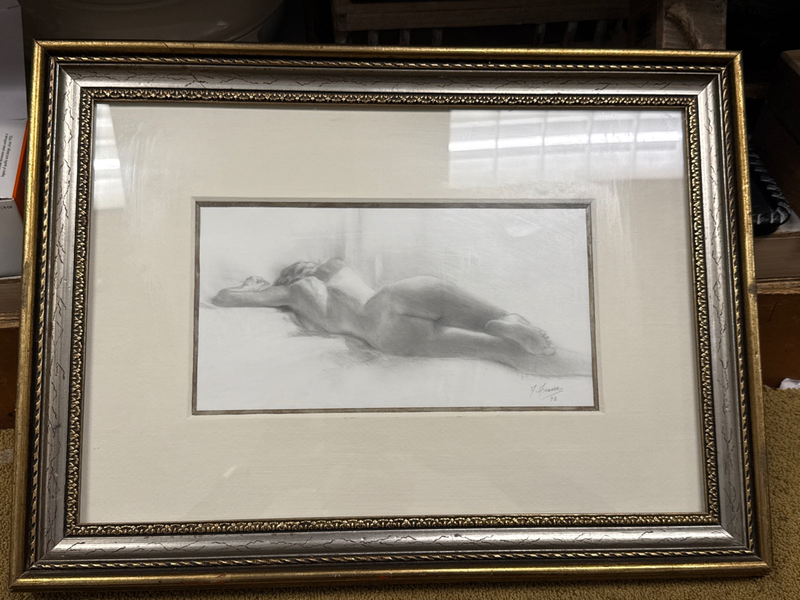 Resting in sunlight by John Ariana in graphite framed measure 16 inches tall by 22 inches wide