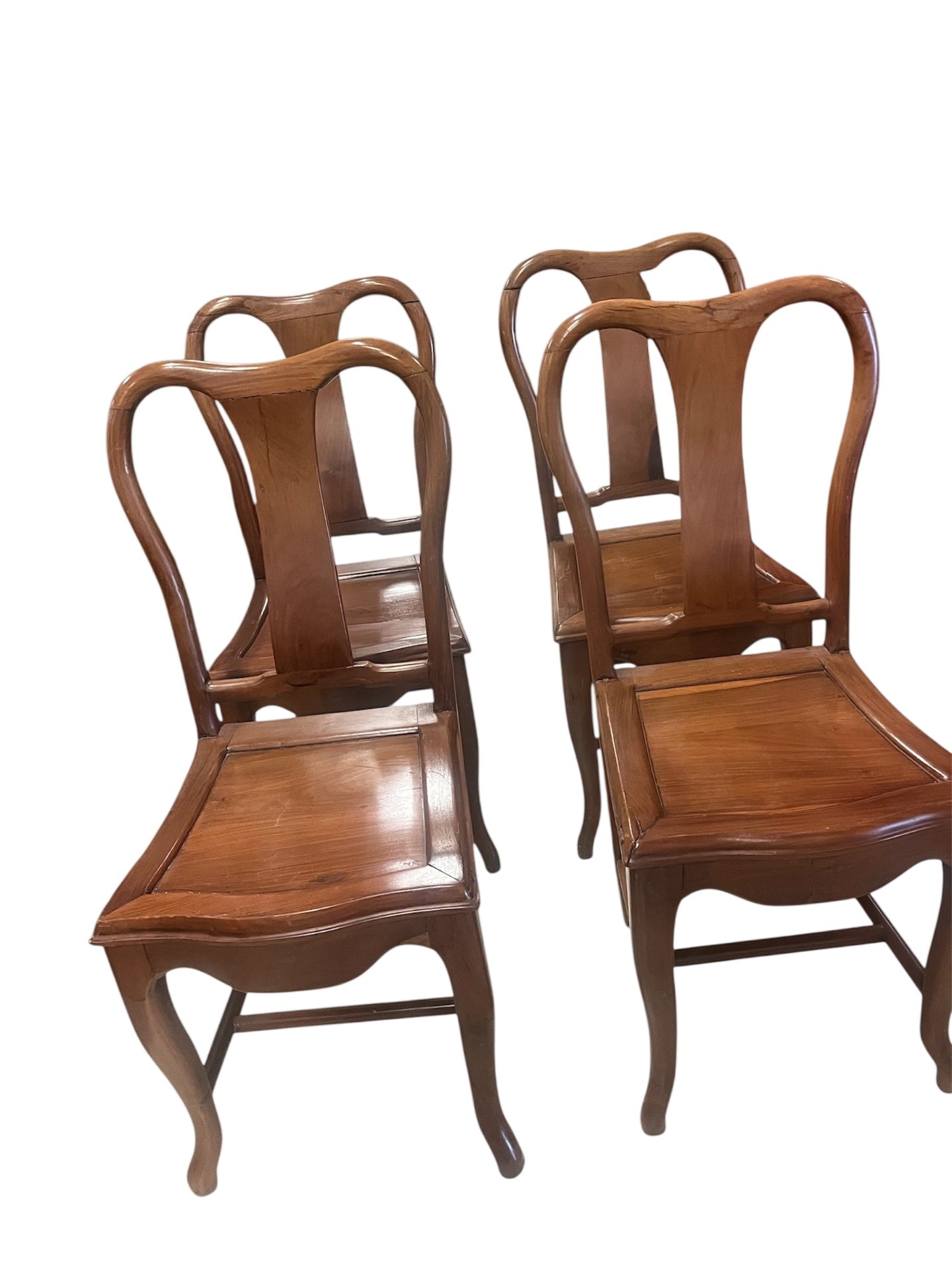 Chinese Provincial Camphor Wood Handmade Side Chairs 1900-1940 Set of 4