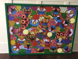 Original Oil on Canvas “Dia de Mercado Atitlan” Angelina Quic Ixtamer 30.5 in x 40.5 in x 1.5 in