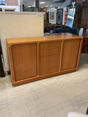 Scandinavian-Style Teak Credenza, with Tambour Doors 68x16.5x37.5