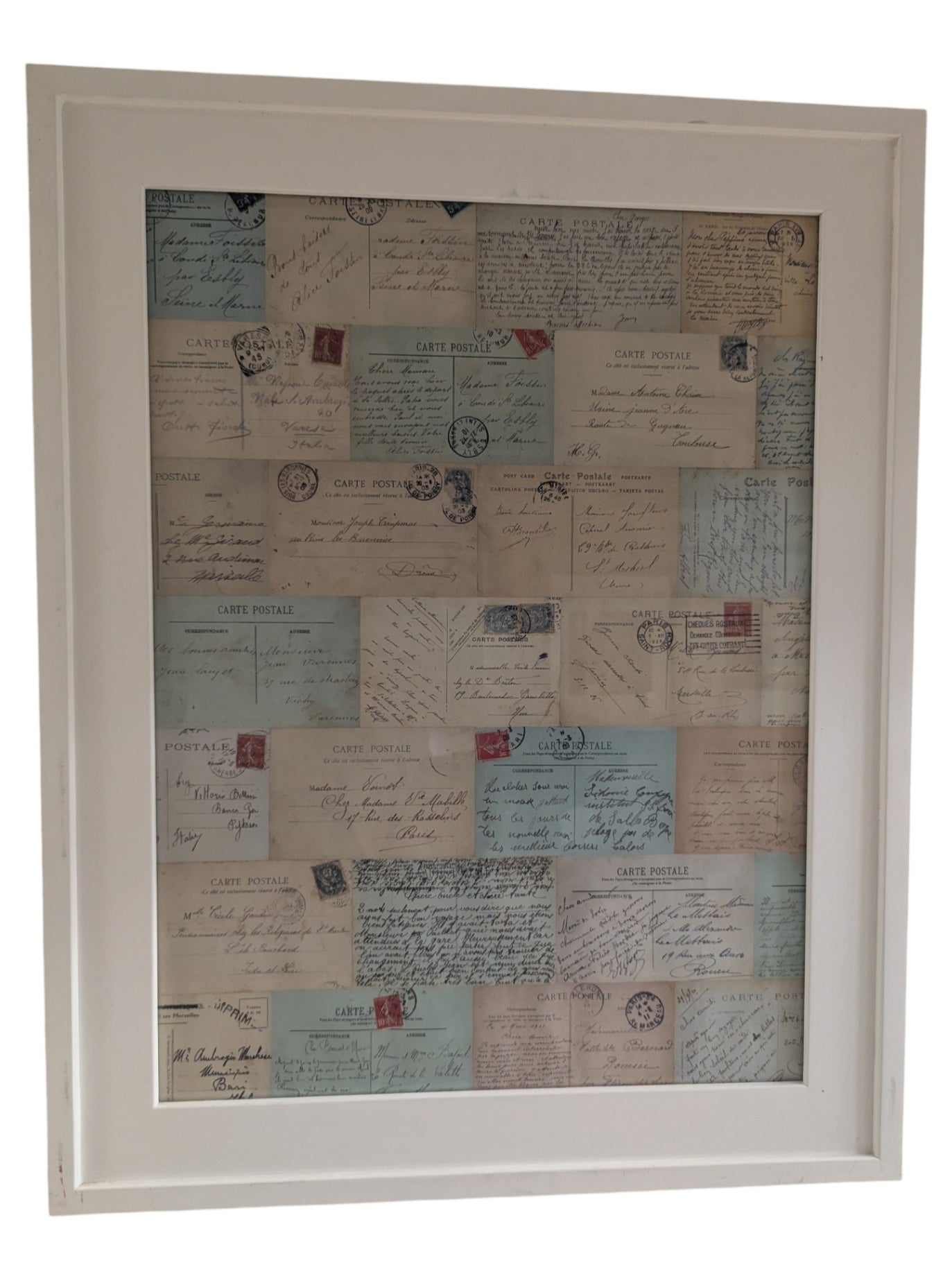 Vintage postcard collage print framed 29 x 23