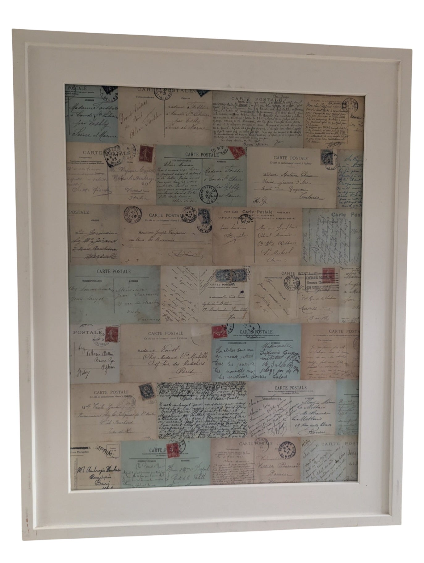 Vintage postcard collage print framed 29 x 23