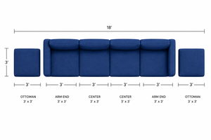 Blue 6 Piece Modular Sectional Sofa Approx. 12 x 6
