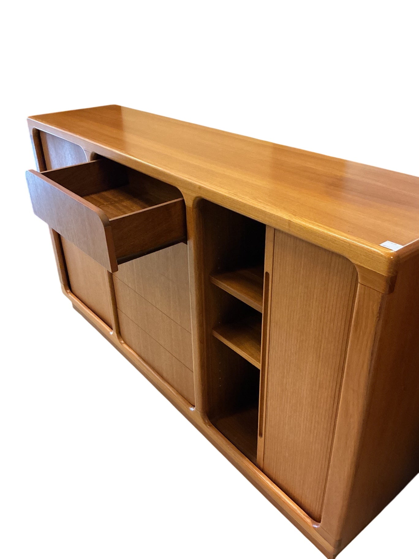Scandinavian-Style Teak Credenza, with Tambour Doors 68x16.5x37.5