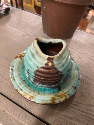 Glazed Wheel Thrown Ceramic Twist Mounts Monumental Teapot 10" x 25"