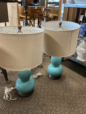 2 Turquoise Lamps (pair)