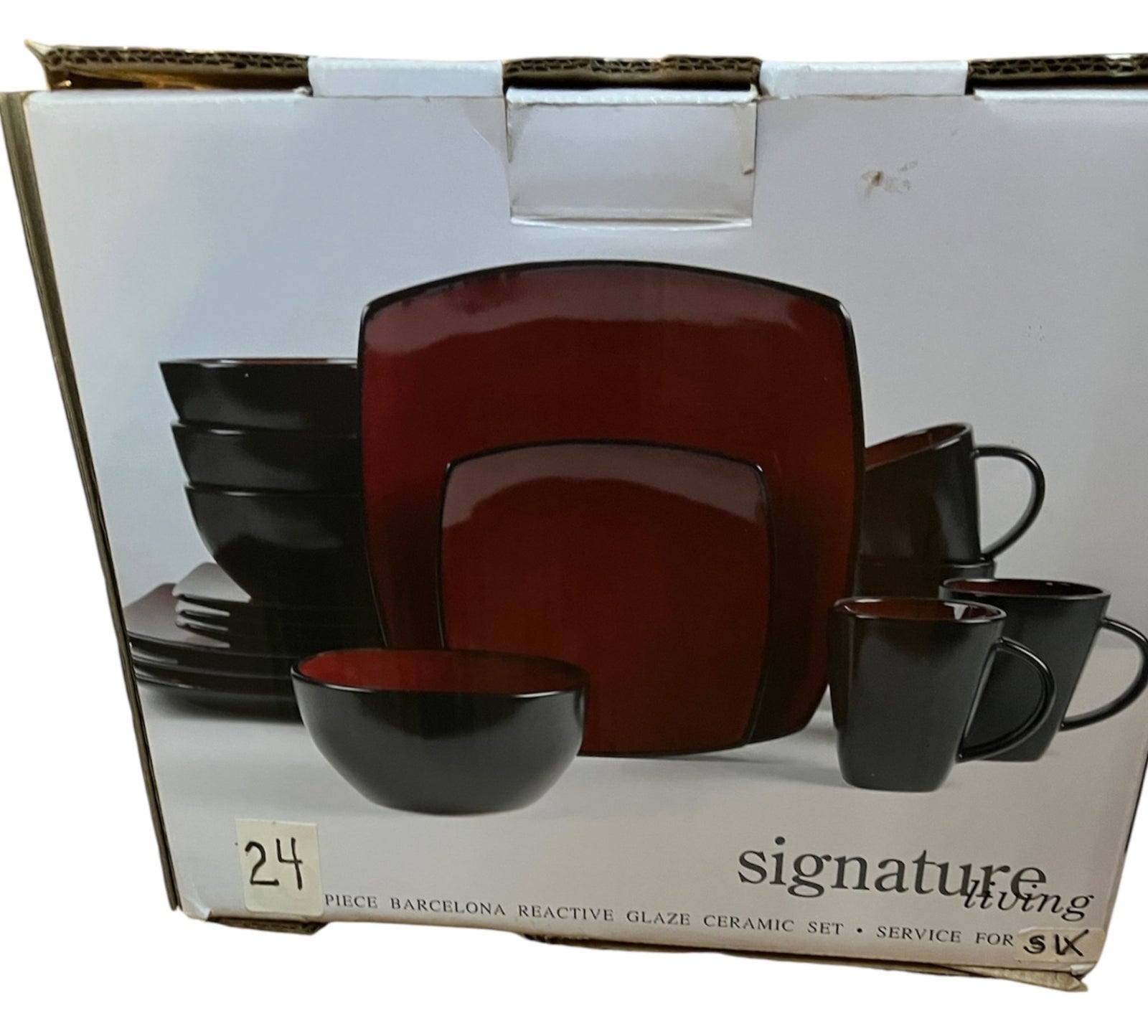 Signature Living 24 Piece Stoneware 6 Place Setting New In Box