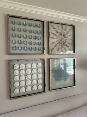 Set of 4 Framed Coastal Art Pieces  (30"x30" each)