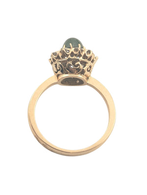 Ring 9k & 12k Yellow Gold Bullet Sapphire w/ Diamonds