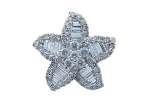 Ring 18k White Gold w/ Diamonds Variation of Cuts, Star Shaped
