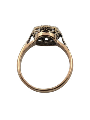 Ring 14k Yellow & White Gold Sapphire & Diamonds Flower Shape