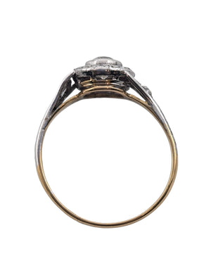 Ring 14k Yellow & White Gold Center Diamond, Surrounding Rubies & Diamonds