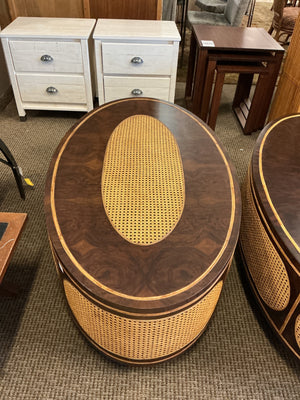Wood Oval Cane Inlay Coffee Table (each)