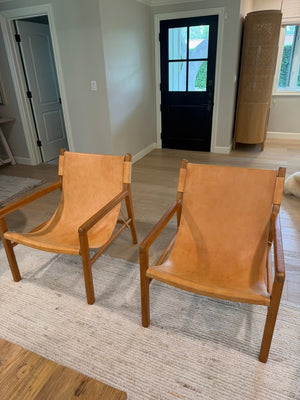 2 Leather Sling Chairs (pair)