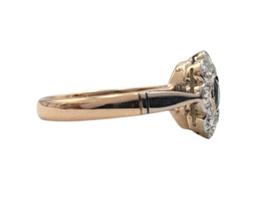 Ring 14k Yellow & White Gold Sapphire & Diamonds Flower Shape