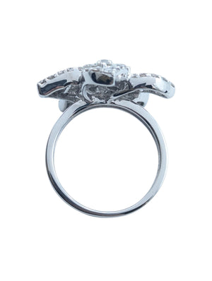 Ring 18k White Gold w/ Diamonds Variation of Cuts, Star Shaped