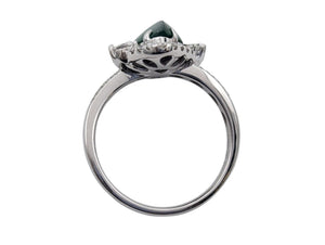 Ring 18k White Gold Jadeite w/ Diamonds