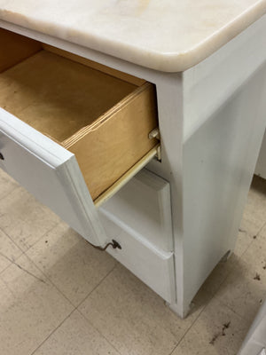 2 Marble Top 3 Drawer Nightstands (pair) 22" x 33" x 12"