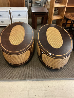 Wood Oval Cane Inlay Coffee Table (each)