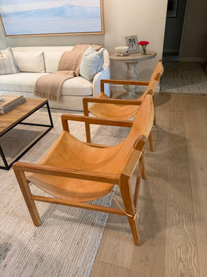 2 Leather Sling Chairs (pair)