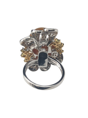 Ring 18k Yellow & White Gold Golden South Sea Pearl w/ White & Yellow Diamonds Convertible to Pendant