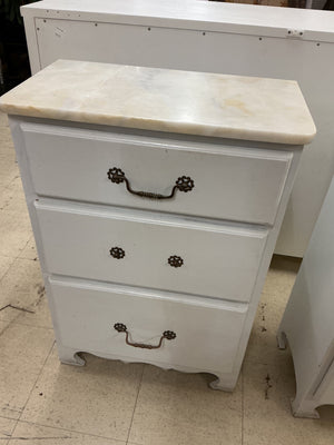 2 Marble Top 3 Drawer Nightstands (pair) 22" x 33" x 12"