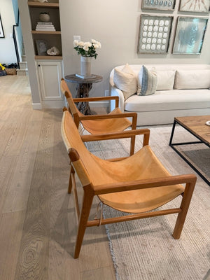2 Leather Sling Chairs (pair)