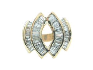 Ring 14k Yellow Gold Diamond Baguettes Oval Shape