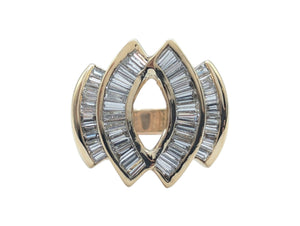 Ring 14k Yellow Gold Diamond Baguettes Oval Shape