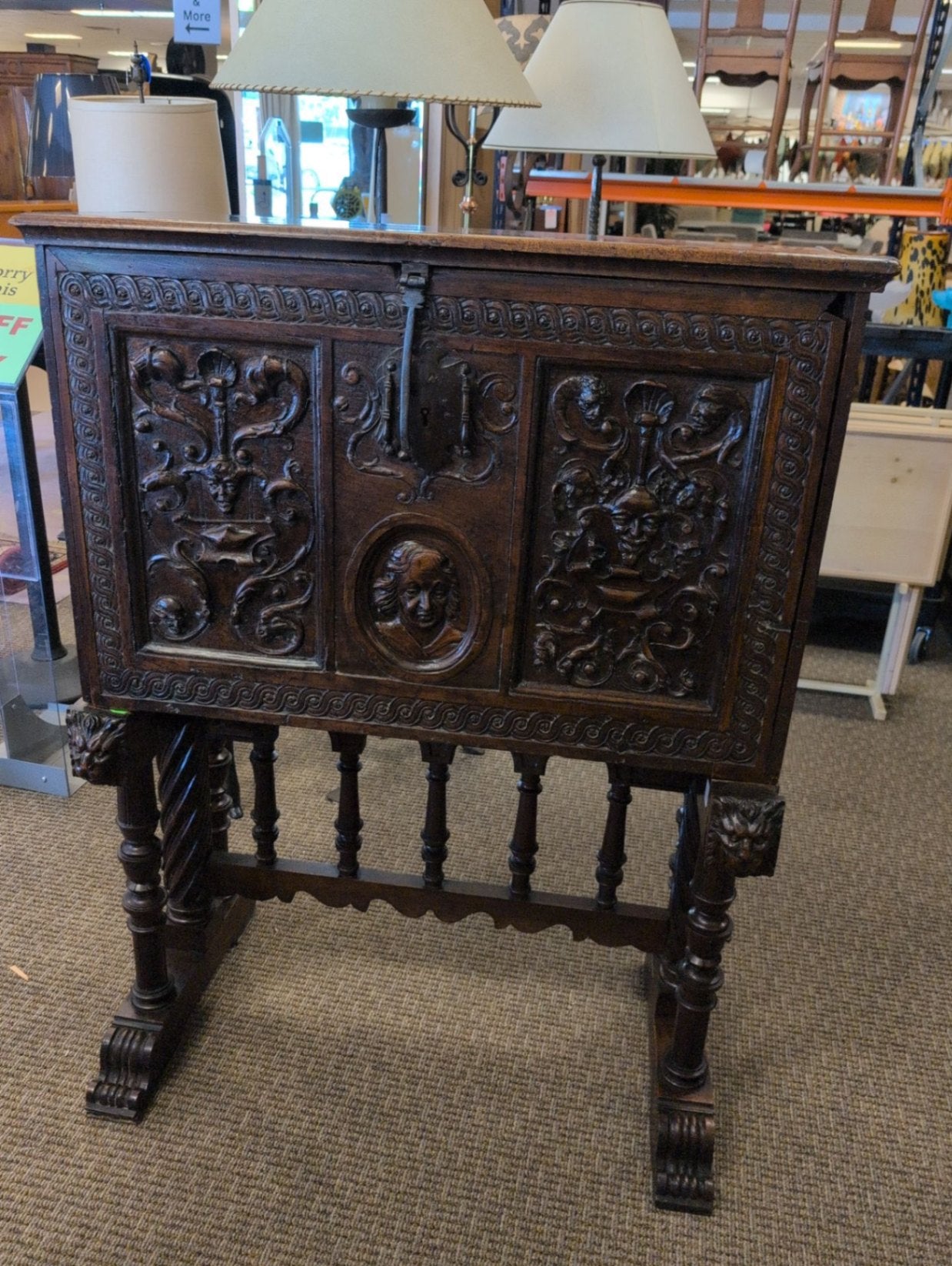 Spanish Baroque Style Cabinet on Stand 18x38x51